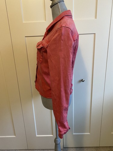 Kut from the Kloth Denim Jacket Frayed Hem Red Womens Size Small - Picture 3 of 10