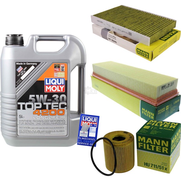 Mann Inspektionspaket 5L Liqui Moly Top Tec 4200 5W-30 FüR CitroëN C4 I 1.4 16V-image