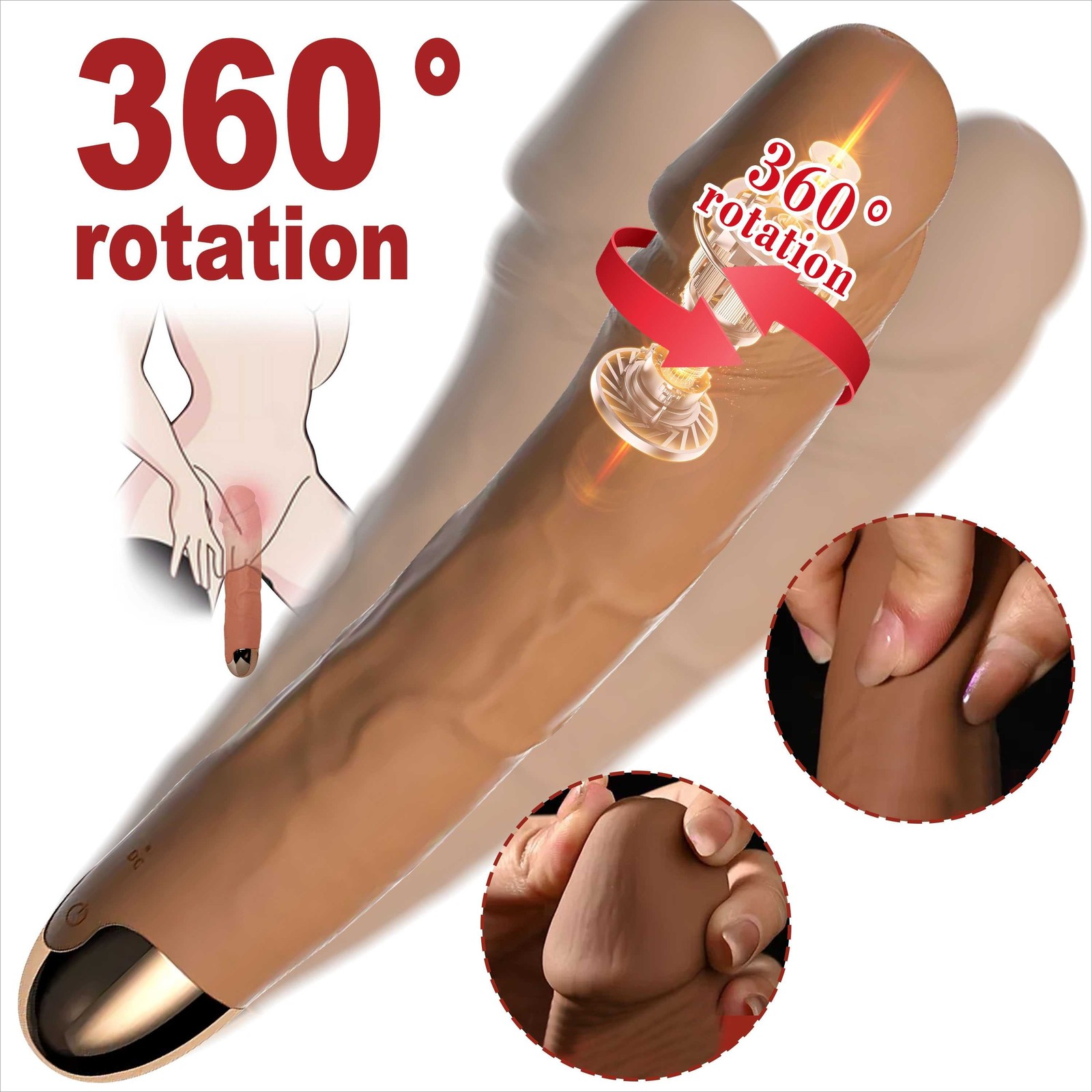 360° Drehen Vibrator Dildo Anal Klit G-Punkt Massager Stimulation Sexspielzeug