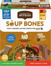 Rachael Ray Nutrish Soup Bones Dog Treats 2 Pack Beef Chicken, 11 Ct Each.