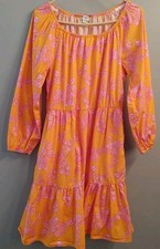 J.Crew Tiered Dress Bird of Paradise Floral Orange S-8 Pockets On/Off Shoulder
