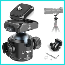 Ball Head, Tripod Ball Head Mount 1/4 & 3/8 inch with Uka Quick Release Plate...
