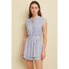 Rails Angelina Dress XS Blue White Striped Sleeveless Mini Smocked Waist