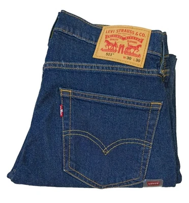 LEVI'S Pantalones de mezclilla LEVIS 511 para hombre ajustados originales remachados azul medio noche lavado a la piedra regalo