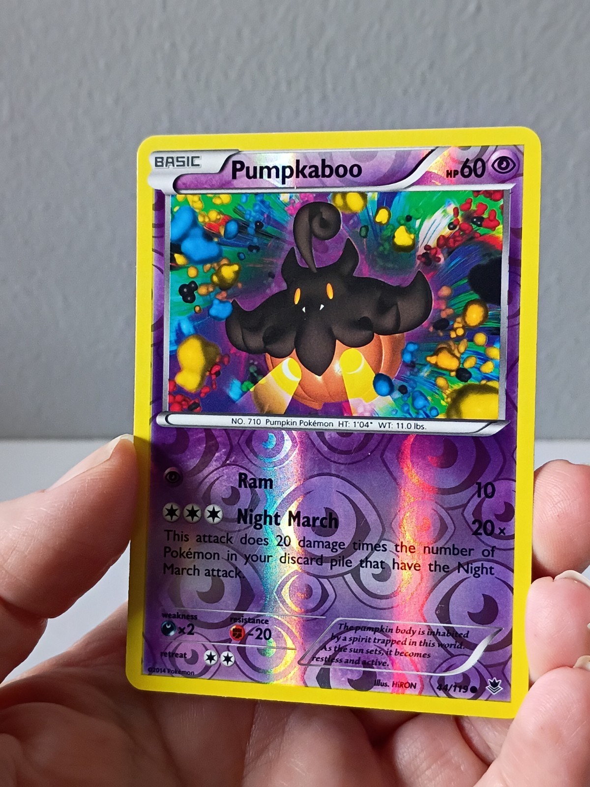 Pokemon Pumpkaboo 44/119 Phantom Forces Common LP 2014 Reverse Holo VG+ Genuine