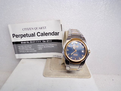 CITIZEN Men s Black Dial Two-tone Gold Silver Perpetual Calendar Eco-Drive Watch