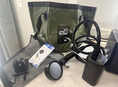 Portable Electric Camping Shower Set 20L Bucket, USB Rechargeable, 10W
