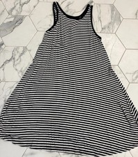 Old Navy Brand Black White Stripe Tank Style Dress Size M A-Line