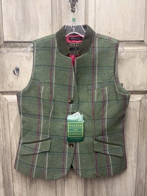 Walker & Hawkes Ladies Derby Tweed Waistcoat NWT | Size 14 | Green