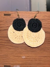 Handcrafted Multicolor Crochet Earrings Dangle Flower Beaded Fringe Cotton Yarn