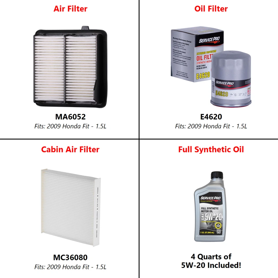 2009 Honda Fit 1.5L Complete Air, Oil & Cabin Filter Kit (5W-20) - Image 2 of 4