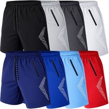 Men  s 3-Pack Performance Training Shorts with Zipper Pockets Sizes S  2XL 