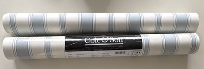 2x Cole & Son Cambridge Stripe Blue & White Wallpaper Roll 10.05m x 53cm