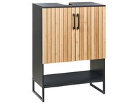 Waschbeckenunterschrank Bambusholz Hellbraun / Schwarz Mit TüRen Regal Miscanti