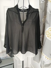 Uldahl Black And Cream Chiffon Blouse  42inch Bust