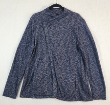 Chaqueta suéter para mujer GH Bass & Co XXL cruzada con cremallera frontal azul jaspeado