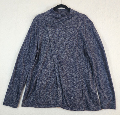 GH Bass & Co Women's XXL Cross Over Zip Front Sweater Jacket Heather Blue