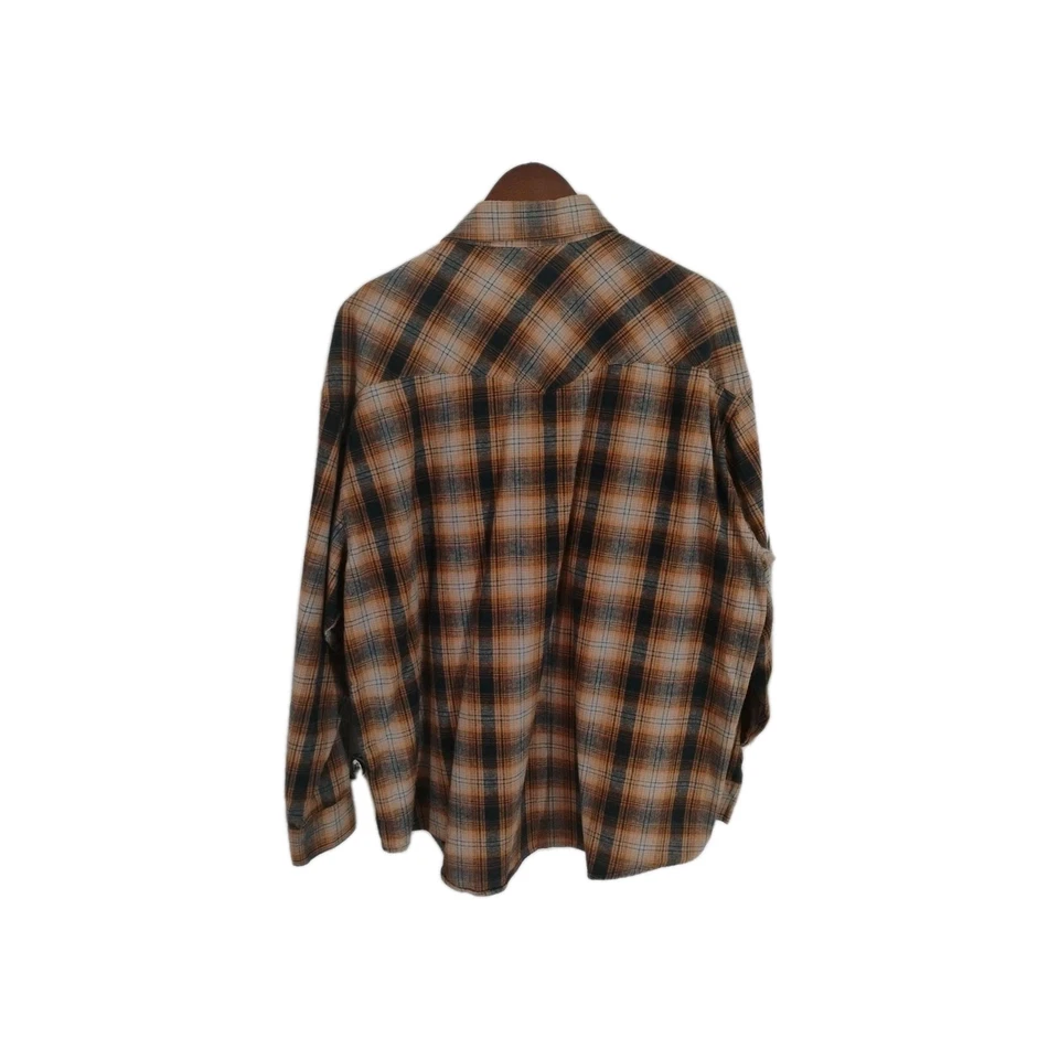 Jesse James Work Wear Shirt Mens Xl West Coast Choppers Brown Plaid Pearl Snap - Image 2 of 4