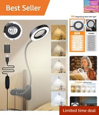 10X Magnifying Glass with Light,5 Colors 10 Brightness Reading Lamp,58 LED Ma...