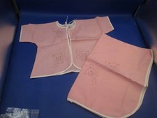 Vintage Baby Girl or Doll Clothes      Pink Dressing Gown and Blanket 274