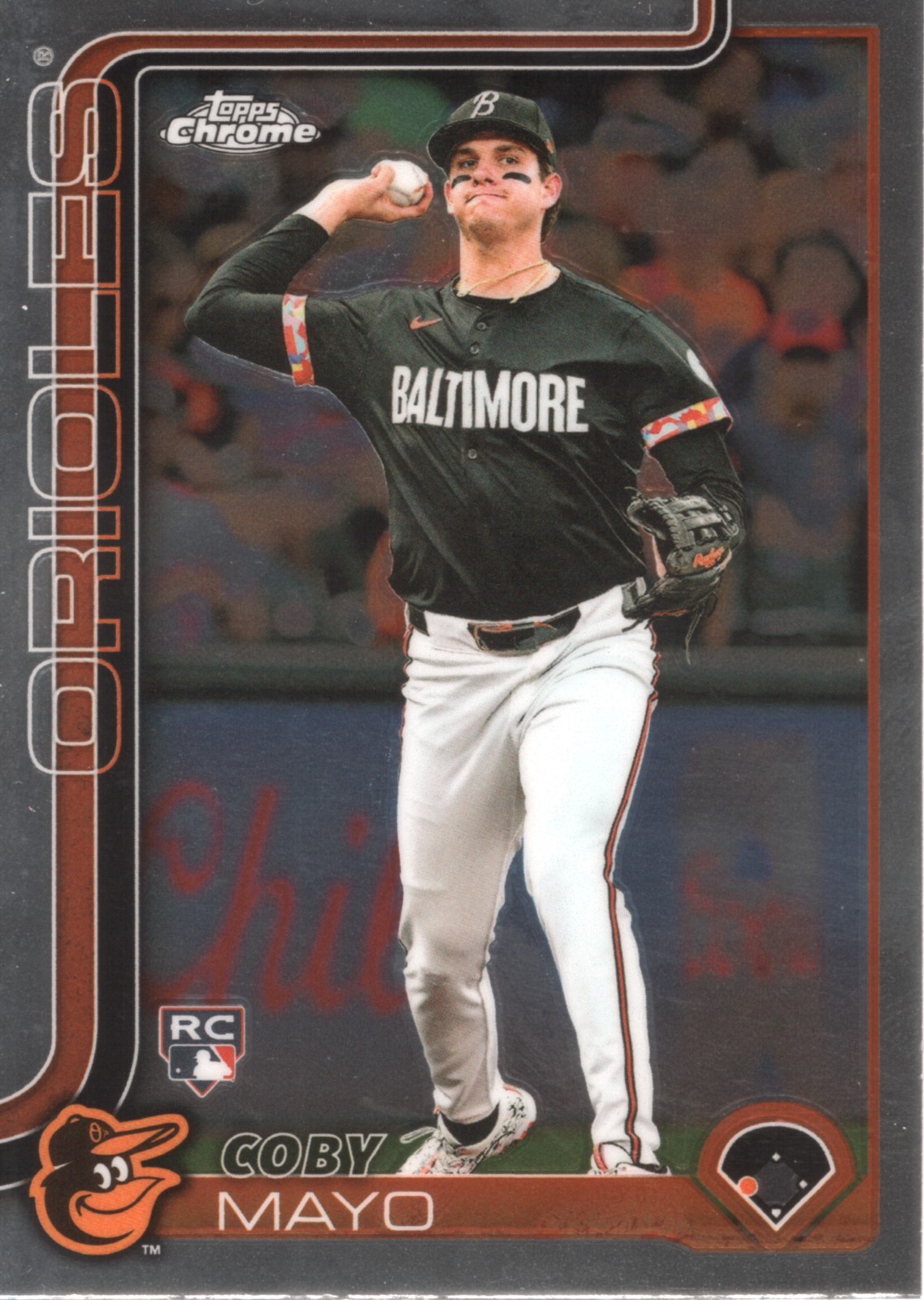 2025 Topps Chrome Baseball Rookie Coby Mayo RC Baltimore Orioles #120