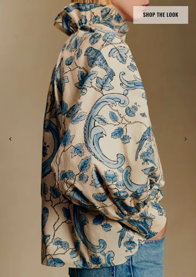 Блузка Hillis - Sézane x Antoinette Poisson Blue Birds принт размер 38 - Изображение 4 из 4