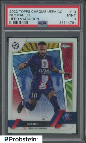 2022 Topps Chrome UCC Soccer Hero Variation #10 Neymar Jr PSG PSA 9 MINT