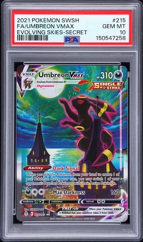 2021 POKEMON SWORD & SHIELD EVOLVING SKIES SECRET FULL ART/UMBREON VMAX PSA 10