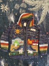 Handmade Peruvian Embroidered Hooded Sweater Unisex Kids Size 8, No Zipper