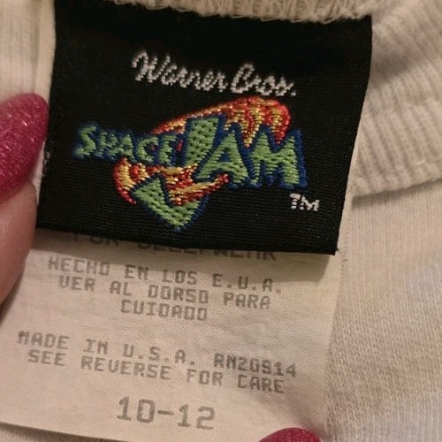 Space Jam 1996 Tasmanian Devil/Bugs Bunny Kids 10-12 Double-Sided Warner Bros. - Picture 5 of 6