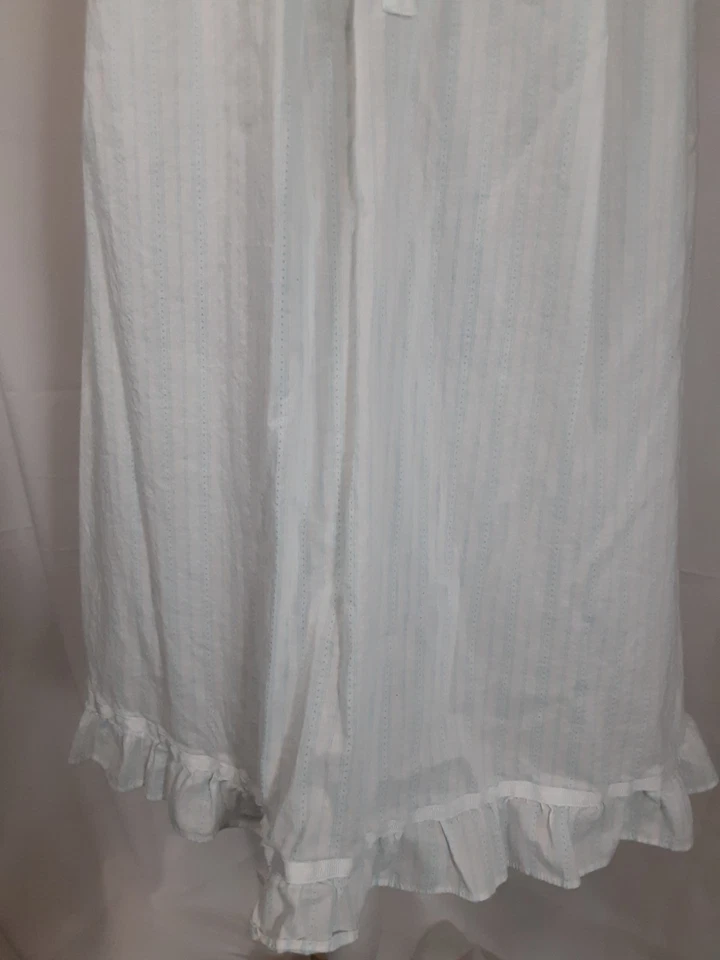 Eileen West Nightgown Women's Size S Gown Cotton W/ Lace White/Blue - Image 4 of 4