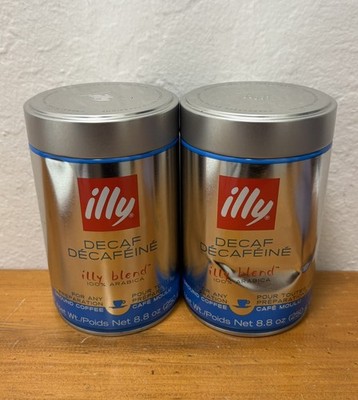 2-Illy Decaf Ground Coffee 100% Arabica Illy Blend 8.8 oz ( damaged cans) 