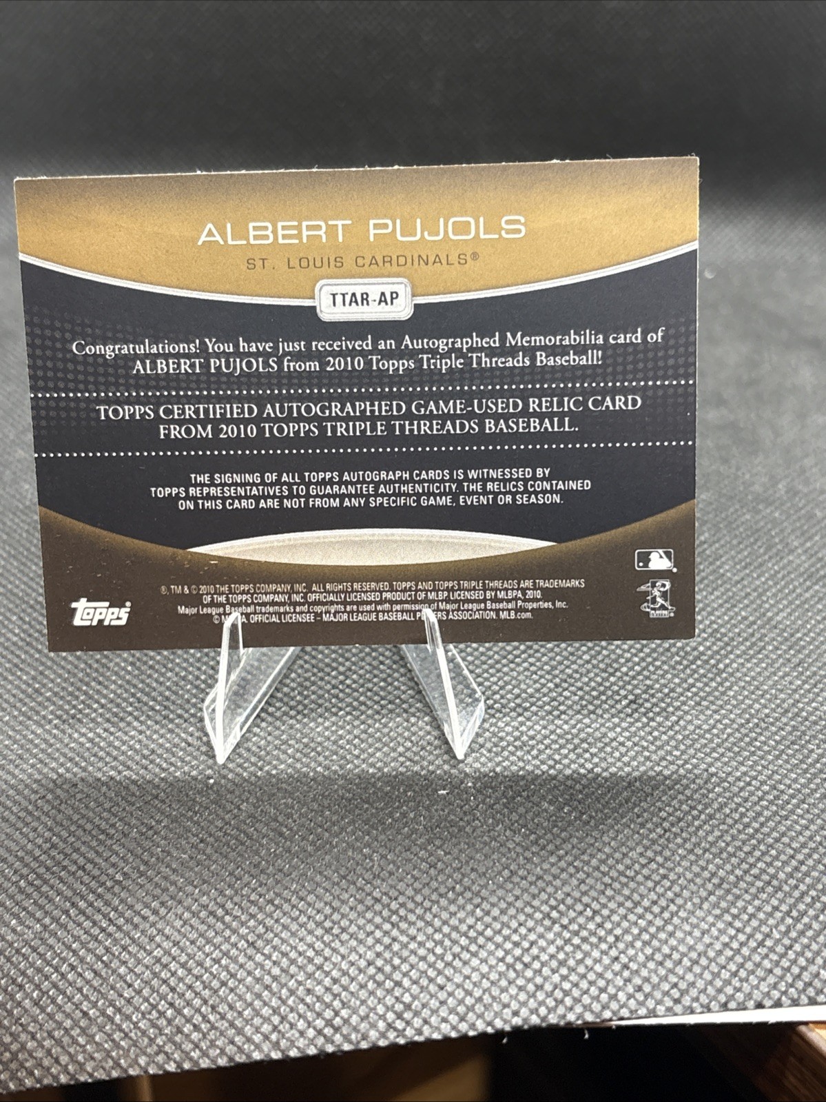 2010 Topps Triple Threads Albert Pujols 9/9 Bookend Auto Game Used Relic !!!! view 5