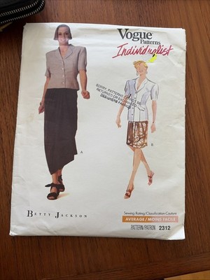 Vogue Pattern Betty Jackson #2312, Petite Top And Skirt  Sz 6,8,10 UNCUT