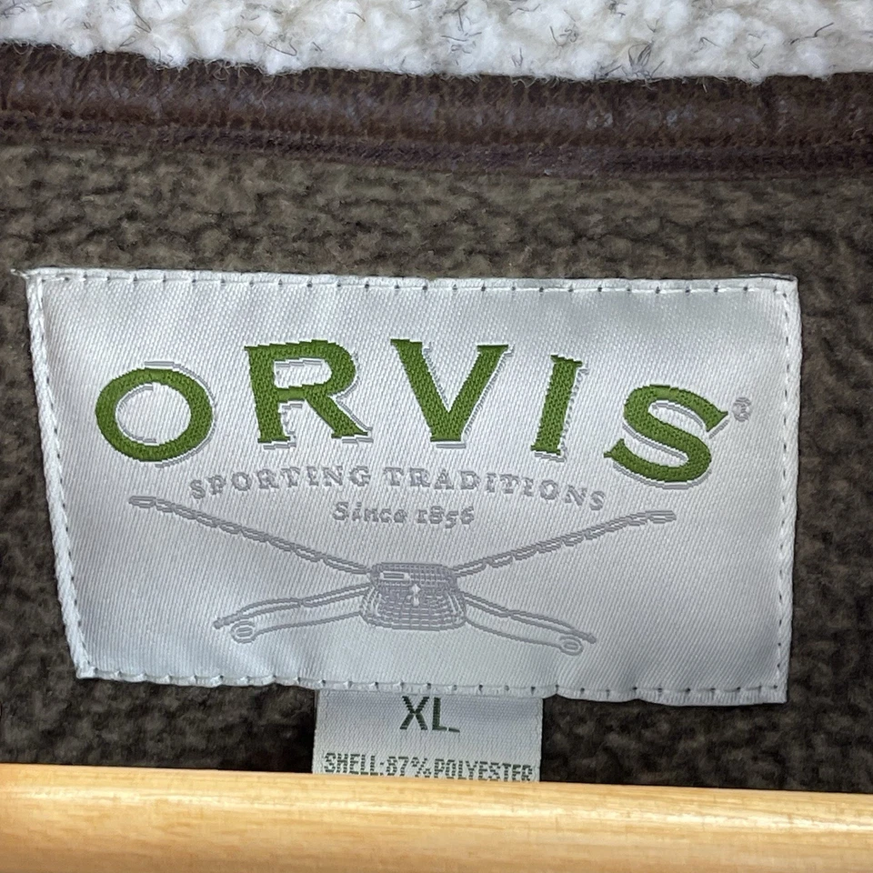 Мужской жилет Orvis XL из флиса шерпа воротник искусственная кожа наплечная куртка на молнии - Изображение 2 из 4