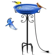Heated Bird Bath for Winter, Upgraded 100W with 5-Prong Metal Base, (Blue)