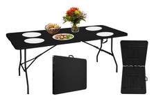 Campingtisch Gartentisch  faltbar schwarz 182x74 cm für Picknick Camping Garten