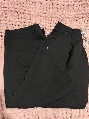 FIGS Women s Scrub Pants L Black Drawstring Knit Polyester Solid STRAIGHT PANT
