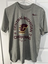 Central Michigan University CMU Chippewas Nike Dri-Fit Tee Shirt M Medium Grey