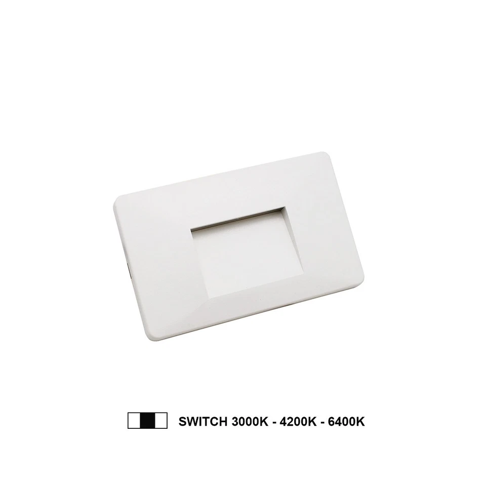 Lampada Segnapasso LED 3W 220v SWITCH da parete IP44 adatta a scatola 503 BIANCO - Immagine 3 di 4