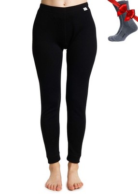 Merino Wool Base Layer Women Pants 100% Merino Wool Leggings Heavyweight, Mid...