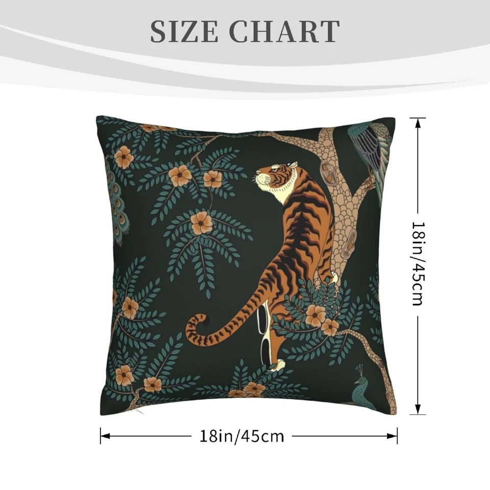 NBFKDO Pillow Cover,Tiger and Peacock (1) Throw Pillow Case Modern Cushion Co... - Image 3 of 4