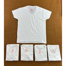 Hanes Mens Large White 5 Pack 100 Cotton V-Neck T-Shirts New Flaw