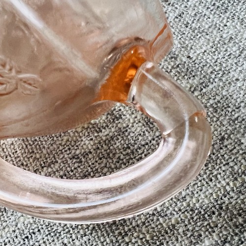 Clear Vintage Federal Glass Sharon Pink Open Sugar Bowl w/ Handles Roses Floral - Picture 6 of 6