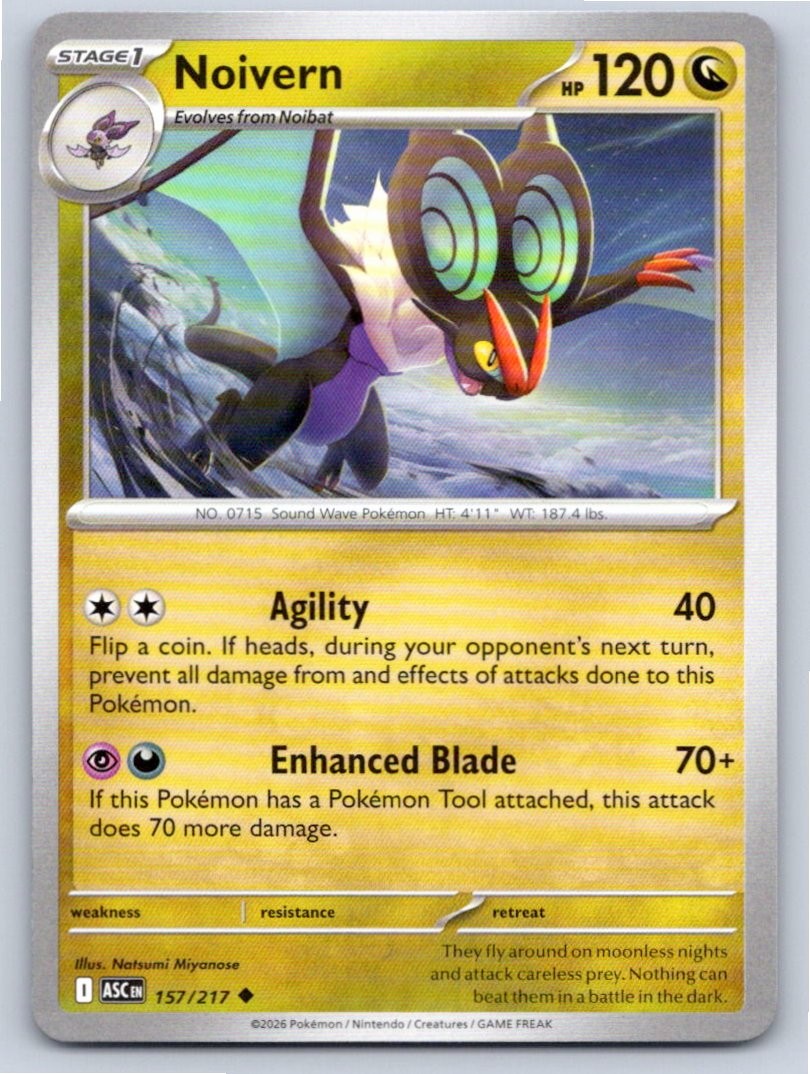 2026 POKEMON NOIVERN ASCENDED HEROES 157/217 UNCOMMON NM A4858 FREE S&H