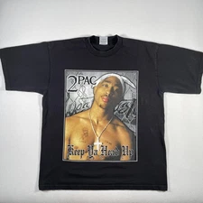 Vintage 2Pac Shirt Mens XL Black Keep Ya Head Up Rap Tee Tupac Makaveli 90s Y2K