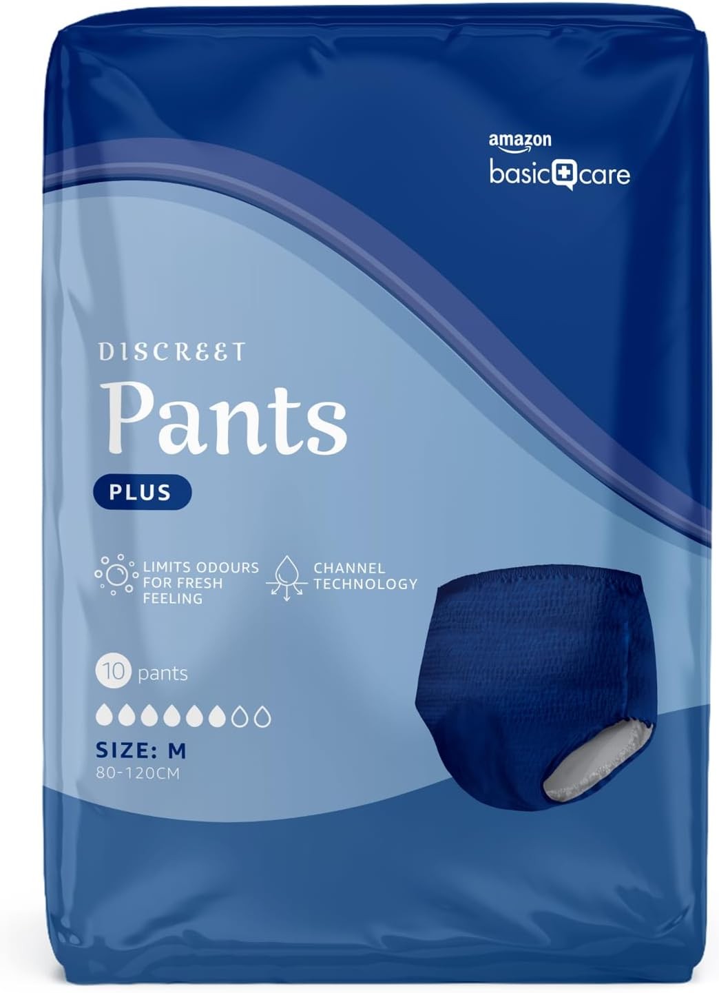Amazon Basic Care Man Pants Plus Medium - 40 Count (4 Packs of 10), Blue