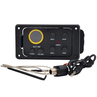 Acoustic Guitar Pickup 4 Band EQ Preamp with Piezo Tuner for Soundhole Ukulele