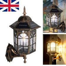 RETRO LED SOLAR POWERED WALL LANTERNS WALL LIGHT LAMP OUTDOOR GARDEN PATIO DOOR