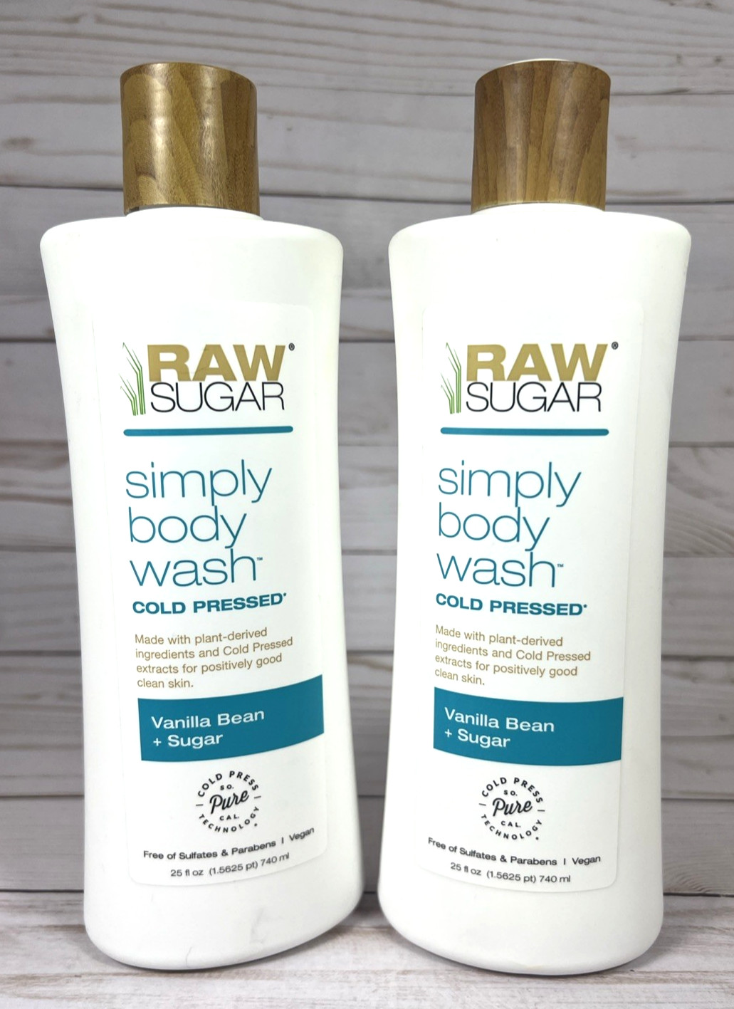 Raw Sugar Simply Body Wash Cold Pressed Vanilla Bean + Sugar 25oz (2pack)